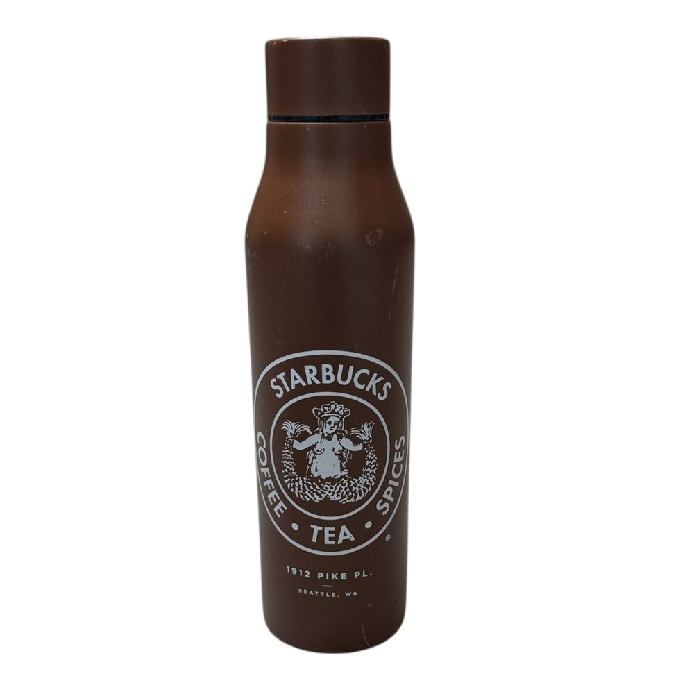 Starbucks First Store Pike Place Siren Stainless Steel Water Bottle Brown 17 oz